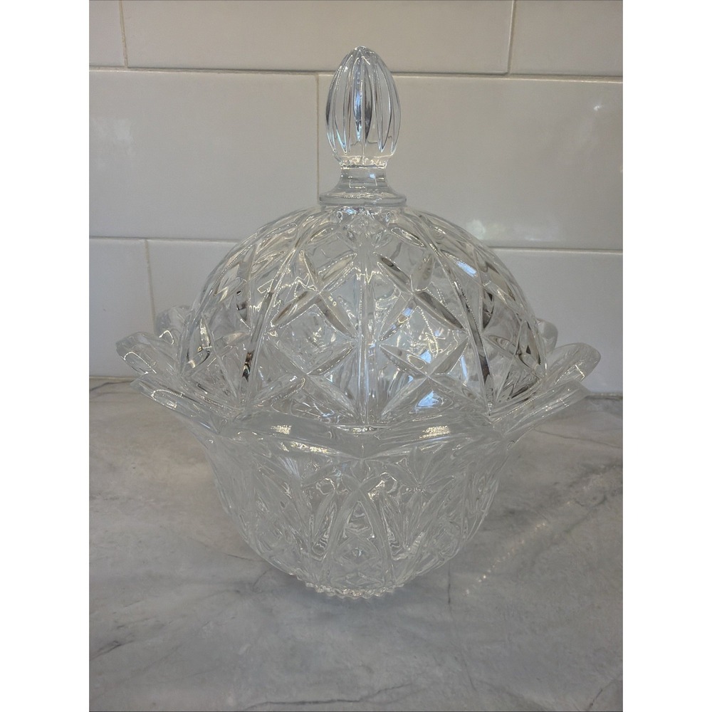 Vintage DePlomb Lead Crystal Candy Dish With Lid